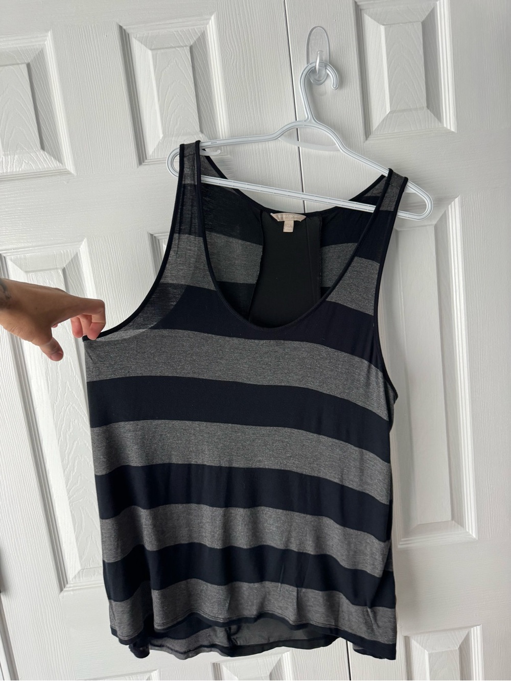 Banana Republic Tank Top Charcoal Grey Black Striped Layering XL